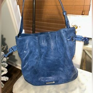 Brahmin Navy Blue Leather Shoulder Hobo